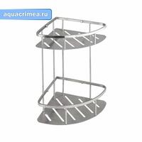 Полочка 22см двойная угловая овальная, литая, матовая АНТИВАНДАЛЬНАЯ из нерж стали марки SUS 304